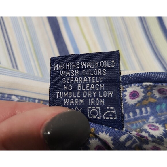 Mens English Heroes Long Sleeve Blue Green Striped Button Down Shirt - Size L - Picture 4 of 7